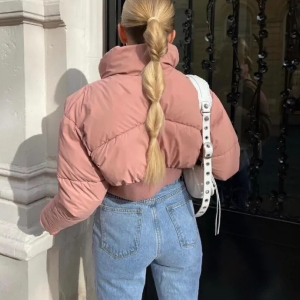 NEW ** ZARA Crop Puffer Jacket in Blush